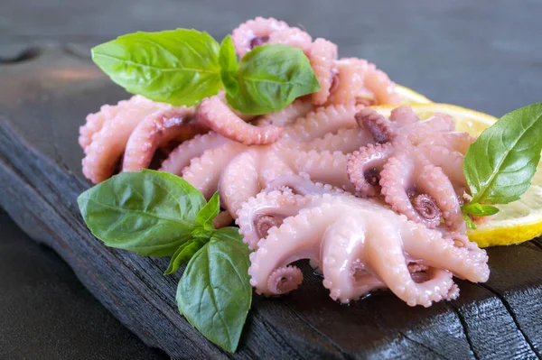 Seafood Pickled Baby Octopus Lemon Tasty Snack — Stock Photo, Image