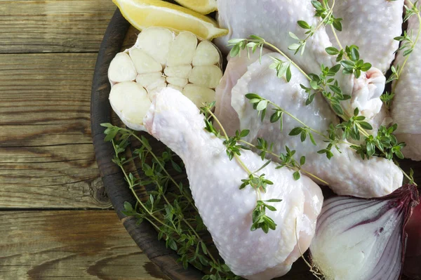 Raw Chicken Legs Spices Ingredients Cooking — Stock Photo, Image