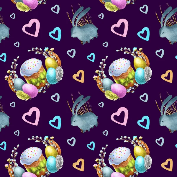 Aquarell nahtlose Muster Urlaub glückliche Ostern. — Stockfoto