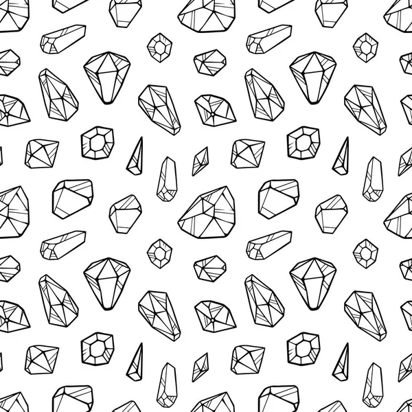 Vecteur cristaux de ligne noire motif sans couture isolé sur fond blanc — Image vectorielle