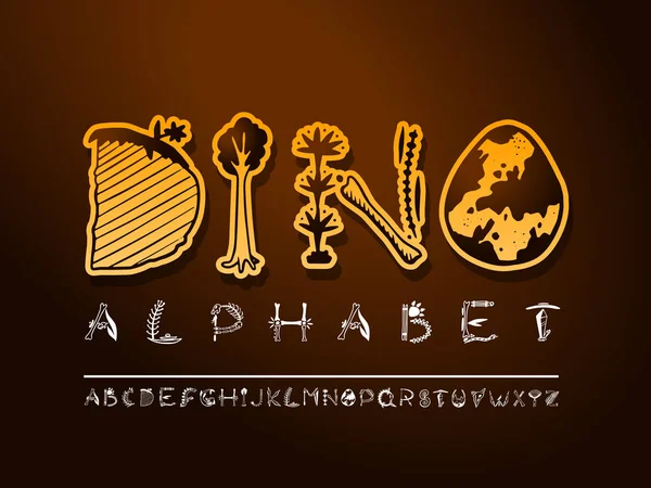 Векторный шрифт. Симпатичные буквы палеонтологии — стоковый вектор