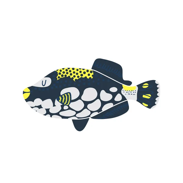 İzole balık illüstrasyon. Tatlı su akvaryumu karikatür balıklar seti. — Stok Vektör