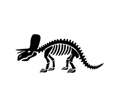 Dinozor triceratops iskelet. Illüstrasyon.