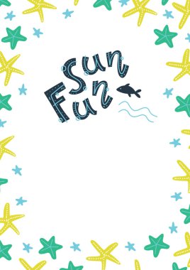 Deniz şablonu posteri, kartpostal veya el ilanı tasarımı