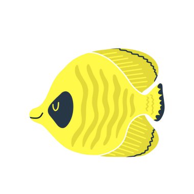 İzole balık illüstrasyon. Tatlı su akvaryumu karikatür balıklar seti.