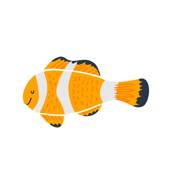 Isolated fish illustration. Set of freshwater aquarium cartoon fishes.