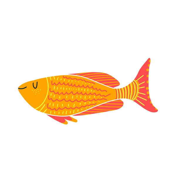 孤立的鱼插图。一套淡水水族馆卡通鱼. — 图库照片