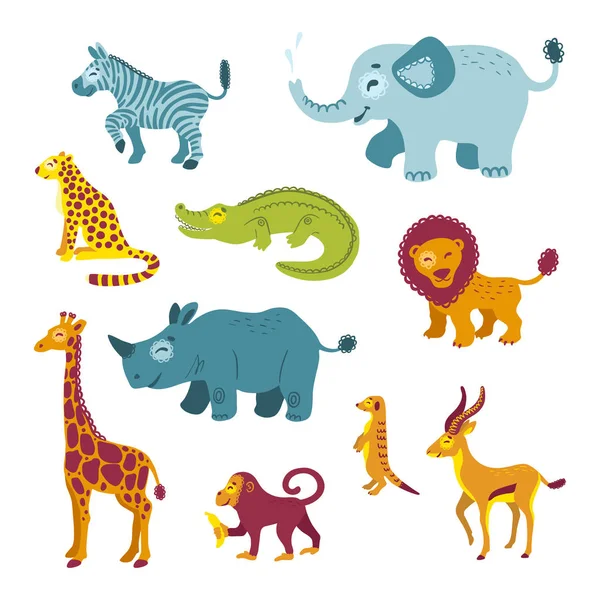 Ensemble d'animaux africains . — Image vectorielle