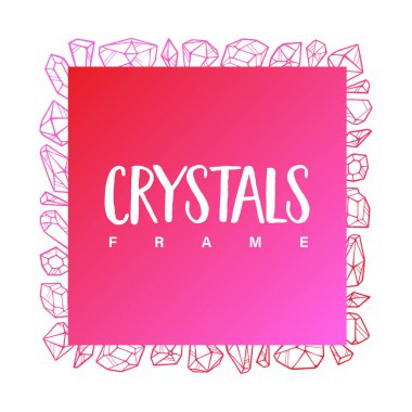 Pembe kırmızı anahat kristallerinin çerçeve şablonu