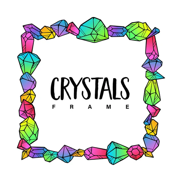 Frame sjabloon van gekleurde Neon overzicht kristallen — Stockvector