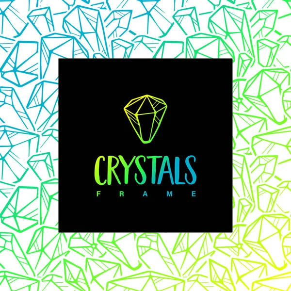 Frame van gekleurde omtrek kristallen — Stockvector