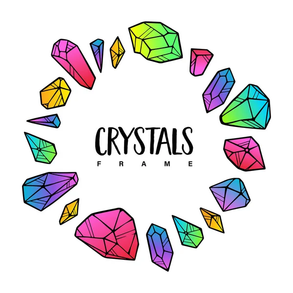 Modèle de cadre cristaux. Illustration mignonne ronde colorée — Image vectorielle