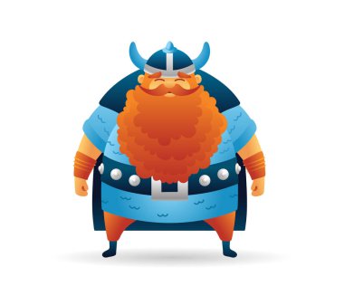 Karikatür Viking sevimli karakter. Komik karikatür. Vektör illüstrasyon izole