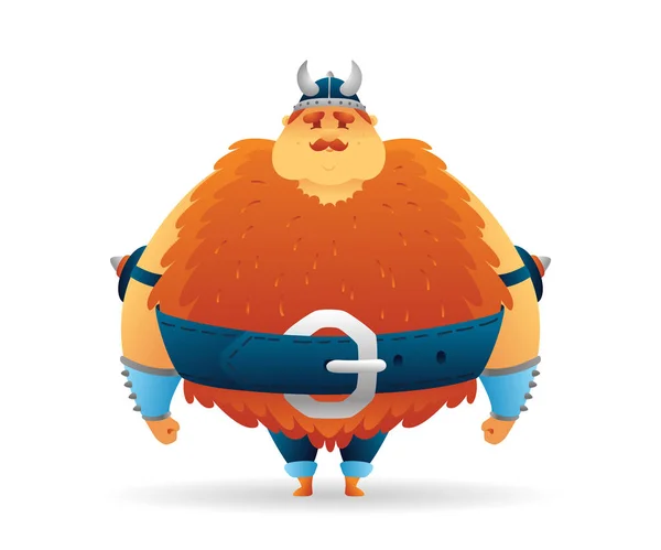 Cartoon viking cute fat character. Funny cartoon. Vector illustration isolated — Stock Vector