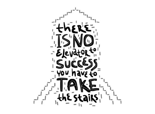Εμψυχωτικό απόσπασμα δεν υπάρχει ανελκυστήρας για την επιτυχία που πρέπει να πάρετε από τις σκάλες. Χειρόγραφα γράμματα. — Διανυσματικό Αρχείο