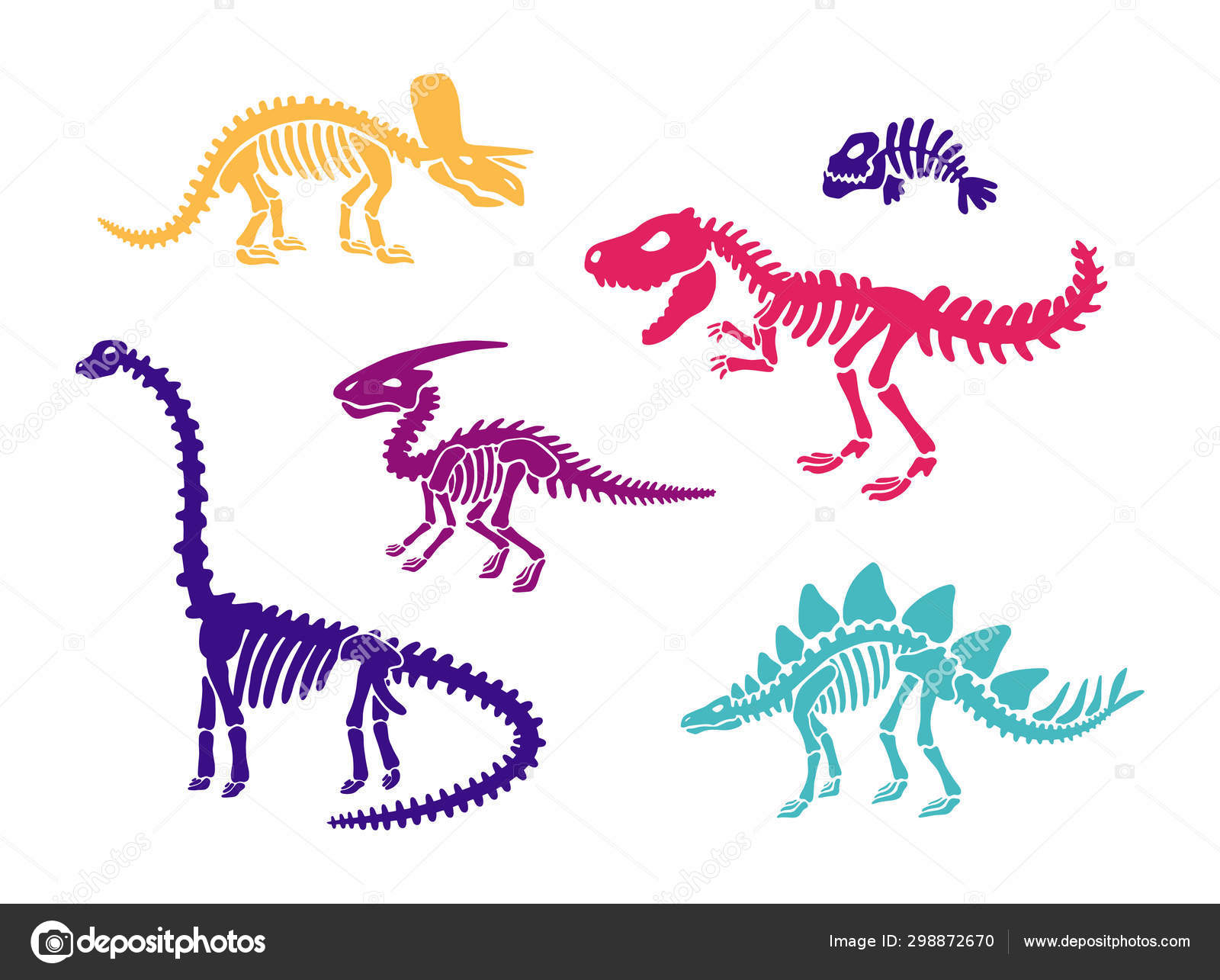 Esqueleto de dinosaurio imágenes de stock de arte vectorial | Depositphotos