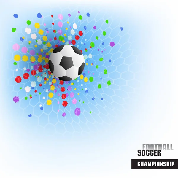 Futbol arka plan, gerçekçi maç gol an net topu ile aynı. Futbol Şampiyonası, Oyunlar, turnuva modern spor vektör çizim. Posterler ve Davetler için şablon.