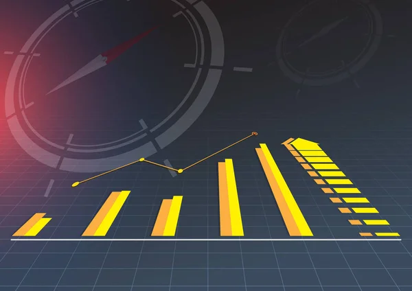 Gráfico Negócios Tendência Gráfico Crescimento Bússola Navegar Orientação Levando Objetivo — Vetor de Stock