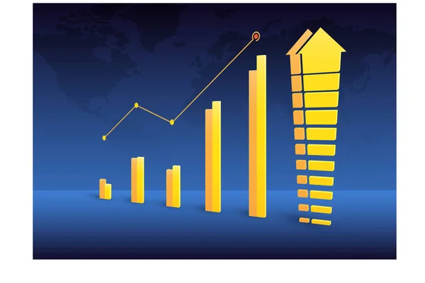 Business Diagram Diagram Tillväxt Trender Perspektiv Stil Med Världen Karta — Stock vektor