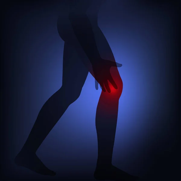 Mann Silhouette Berühren Schmerzen Knie Gesundheitsprobleme Arthritis Gicht Bänderriss Knorpelriss — Stockvektor