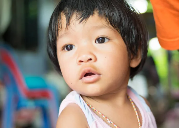 Lähikuva Kasvot Aasialainen Vauva Tyttö — kuvapankkivalokuva
