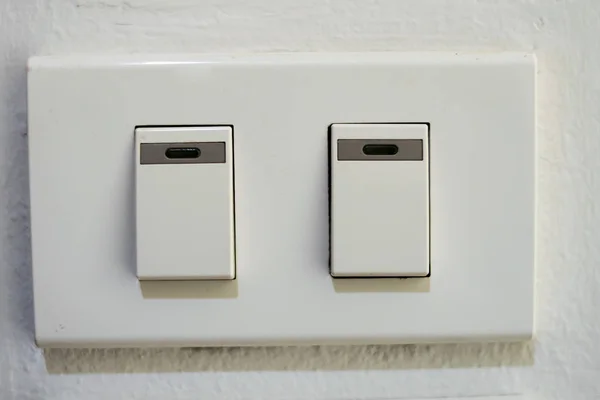 Interruptor Luz Elétrica Fundo Branco — Fotografia de Stock