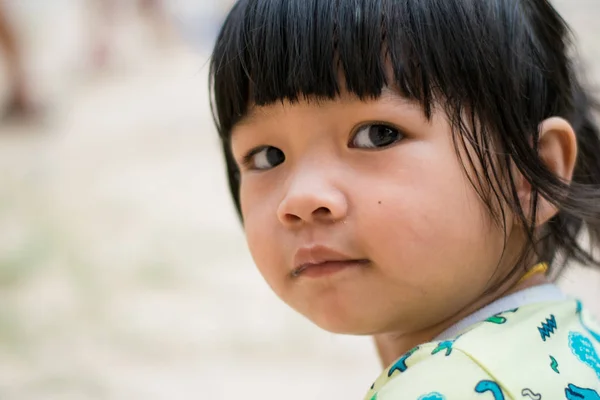 Close Sorriso Asiático Criança Menina Rosto — Fotografia de Stock