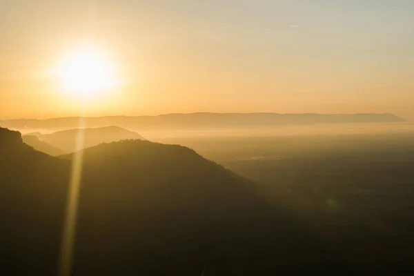 Amanecer Por Mañana Vista Montaña Tailandia — Foto de Stock