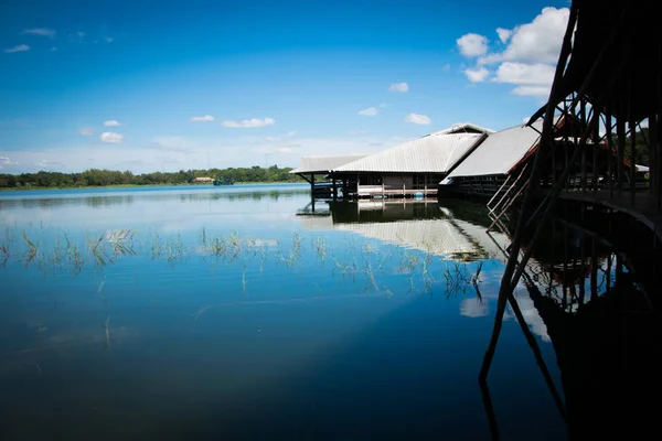 Landscape Floating House River Side — Stock Photo, Image