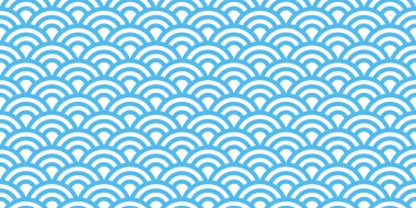 Japonya okyanus dalgası satır Dikişsiz desen vektör duvar kağıdı arka plan mavi izole