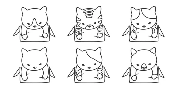 Кішка Порода Значок Вектор Кошеня Каліко Коробка Ілюстрація Персонаж Каракулі — стоковий вектор