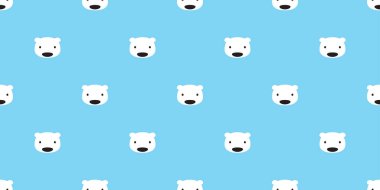 Dikişsiz desen kutup ayısı teddy baş izole vektör duvar kağıdı arka plan ayı