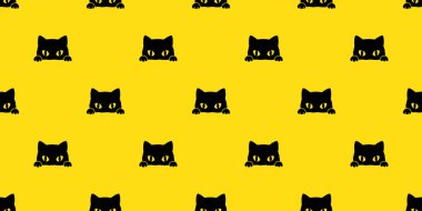 duvar kağıdı arka plan sarı izole kedi seamless modeli siyah kedi vektör