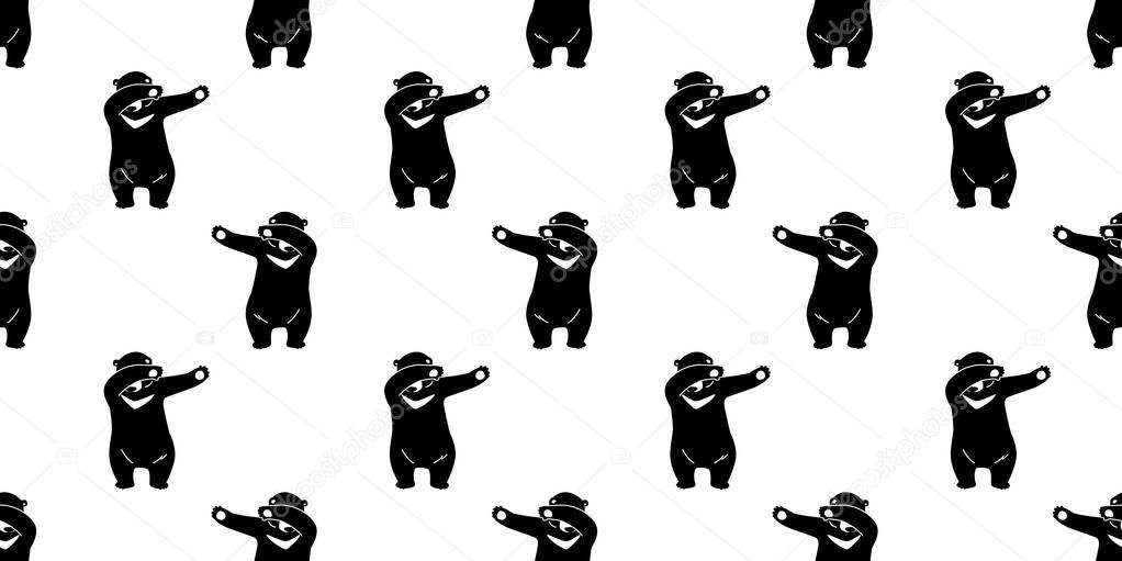Bear seamless pattern polar bear vector teddy dab dance isolated wallpaper background