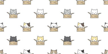 kedi vektör seamless modeli alaca yavru kedi doğurmak kutusu izole duvar kağıdı arka plan zemin