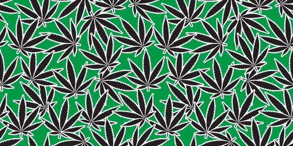 Weed Marihuana Bezešvá Vektorová Konopí List Samostatný Tapety Pozadí Zelené — Stockový vektor
