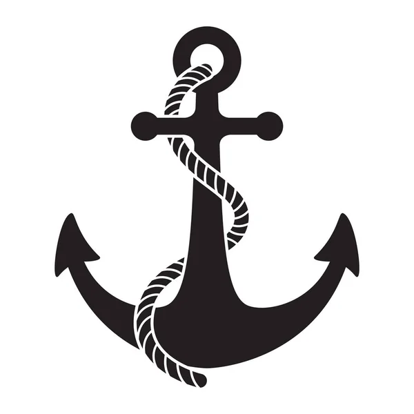 Anker Seil Vektor Logo Symbol Steuerstand Nautische Maritime Boot Illustration — Stockvektor