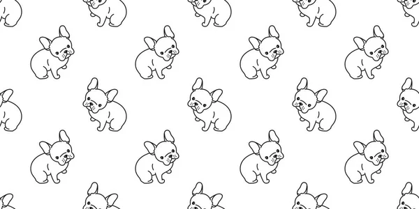 Σκύλος Απρόσκοπτη Γαλλικό Μπουλντόγκ Διάνυσμα Μοτίβο Απομονωμένες Ταπετσαρία Φόντο Doodle — Διανυσματικό Αρχείο