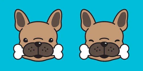 Vetor Cão Francês Bulldog Ícone Logotipo Osso Sorriso Personagem Desenho —  Vetores de Stock