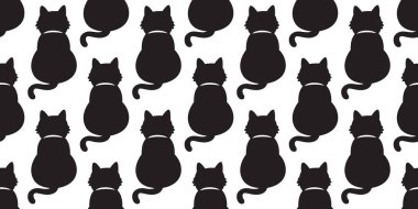 kedi Dikişsiz desen vektör siyah kedi izole arka plan duvar kağıdı illüstrasyon