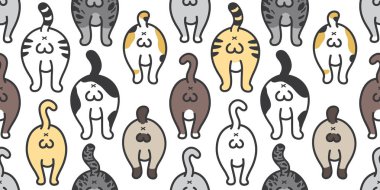 Kedi Dikişsiz desen vektör yavru kedi doğurmak popo izole kedi doodle arka plan duvar kağıdı arka plan