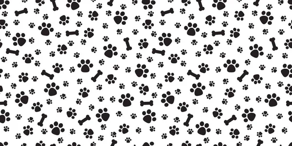 Dog Paw Seamless Pattern Vector Dog Bone Isolated Puppy Cat — Stock Vector