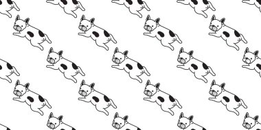 köpek Dikişsiz desen vektör Fransız buldozer izole duvar kağıdı doodle arka plan çizgi film beyaz