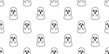 Hayalet Dikişsiz desen vektör Halloween korkunç çizgi film duvar kağıdı arka plan illüstrasyon beyaz izole