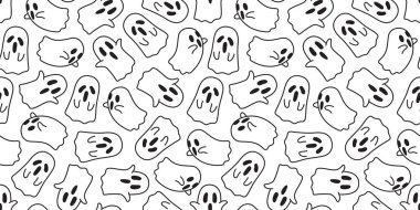 Hayalet vektör seamless modeli Halloween korkunç çizgi film duvar kağıdı arka plan beyaz izole