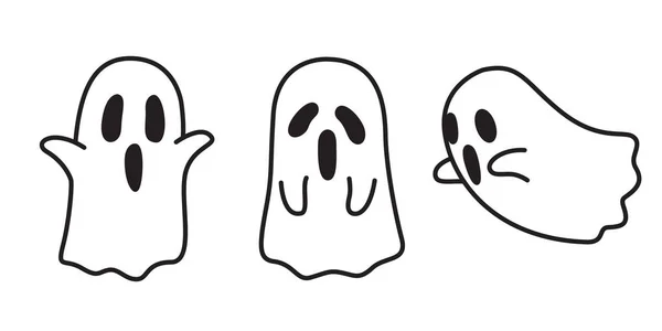 Ícone Vetor Fantasma Halloween Assustador Desenho Animado Ilustração Personagem Doodle —  Vetores de Stock