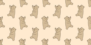 Dikişsiz desen vektör kutup ayısı izole teddy yürüyüş duvar kağıdı arka plan ayı