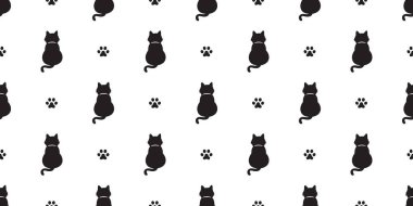 Kedi Dikişsiz desen vektör yavru kedi kedi pençe izole eşarp kuyruk doodle duvar kağıdı arka plan