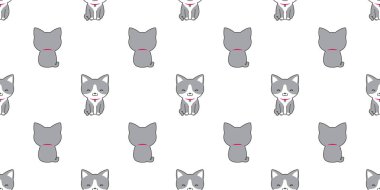 Kedi Dikişsiz desen vektör alaca yavru kedi doodle illüstrasyon izole duvar kağıdı arka plan