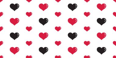 kalp Dikişsiz desen vektör Sevgililer günü izole duvar kağıdı arka plan siyah kırmızı